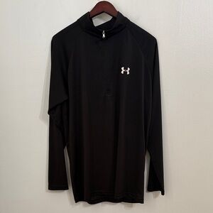 UNDER ARMOUR Quarter Zip Pullover Mens Extra Large Black Long Sleeve Activewear